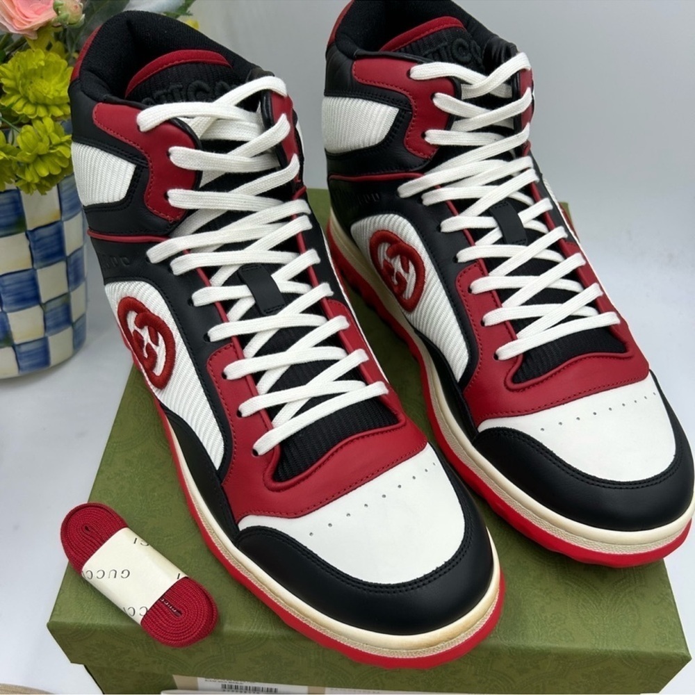Men’s Gucci Mac 80 high top leather sneakers size 13 made in Italy.